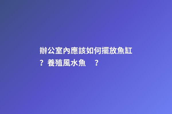 辦公室內應該如何擺放魚缸？養殖風水魚？